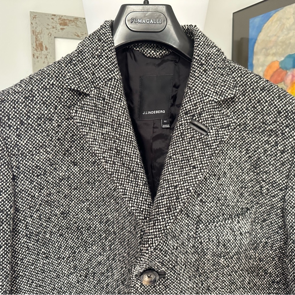 J Libdeberg Wolger CL Rock wool black/off white herringbone men’s coat